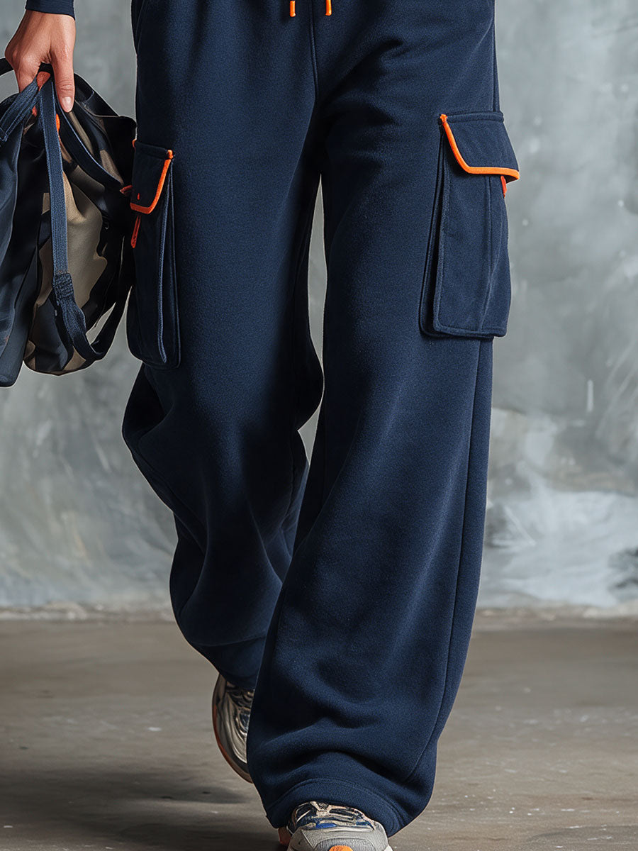 Quinley - Women's Color-Blocked Crop Top and Cargo Pants Set