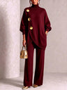 Sandra - Women's Turtleneck Sweater and Wide Leg Pants Set