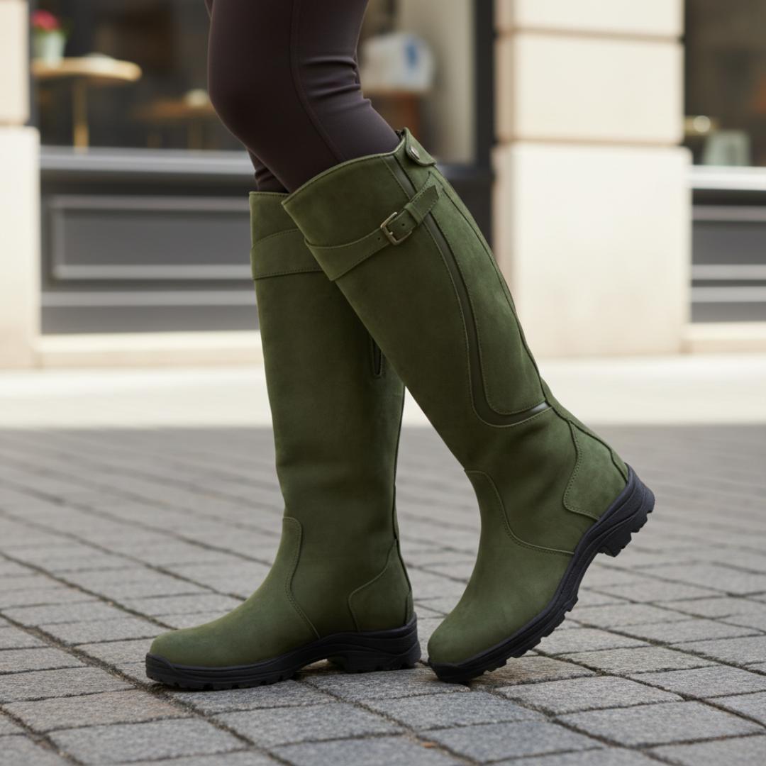 Waterproof Knee High Boots with Adjustable Buckle Strap