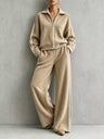 Kendall - Women's Ribbed Zip-Up Two-Piece Lounge Set
