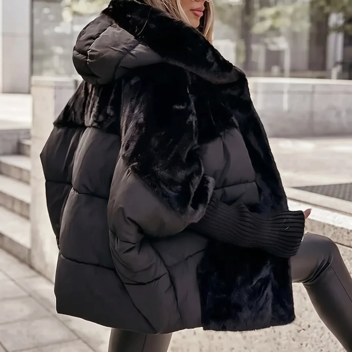 Plush hooded coat