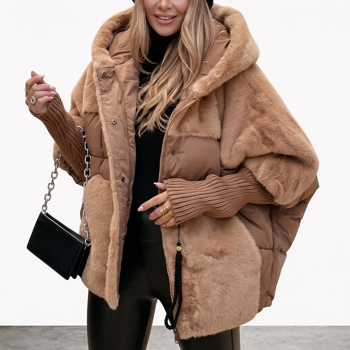 Plush hooded coat